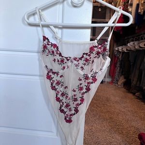 white floral lace bodysuit